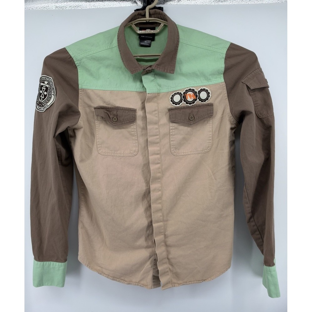 Our Universe Loki OB Long Sleeve Woven Button Up Shirt Tan Men's Medium
